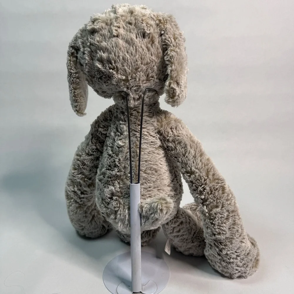 Demdaco Plush Puppy Dog Shaggy Taupe Floppy Limbs Weighted Stuffed Animal 16in